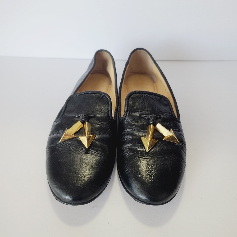 Giuseppe Zanotti Black Loafers with Gold Studs Size 35.5 - Picture 2 of 9